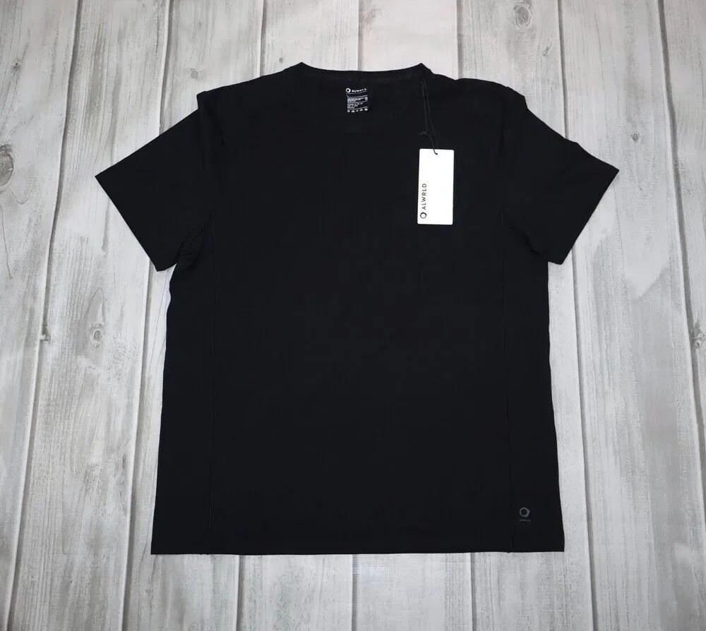 NEW ALWRLD ALTRN Running Fitness Moisture Wicking T-Shirt - Men's Sz Large Black